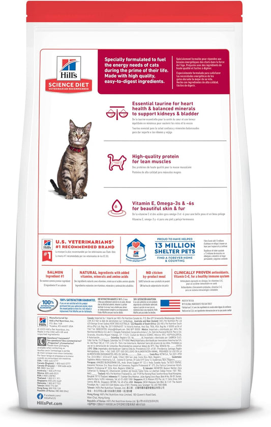 Hill'S Science Diet Adult 1-6, Adult 1-6 Premium Nutrition, Dry Cat Food, Salmon & Brown Rice, 3.5 Lb Bag