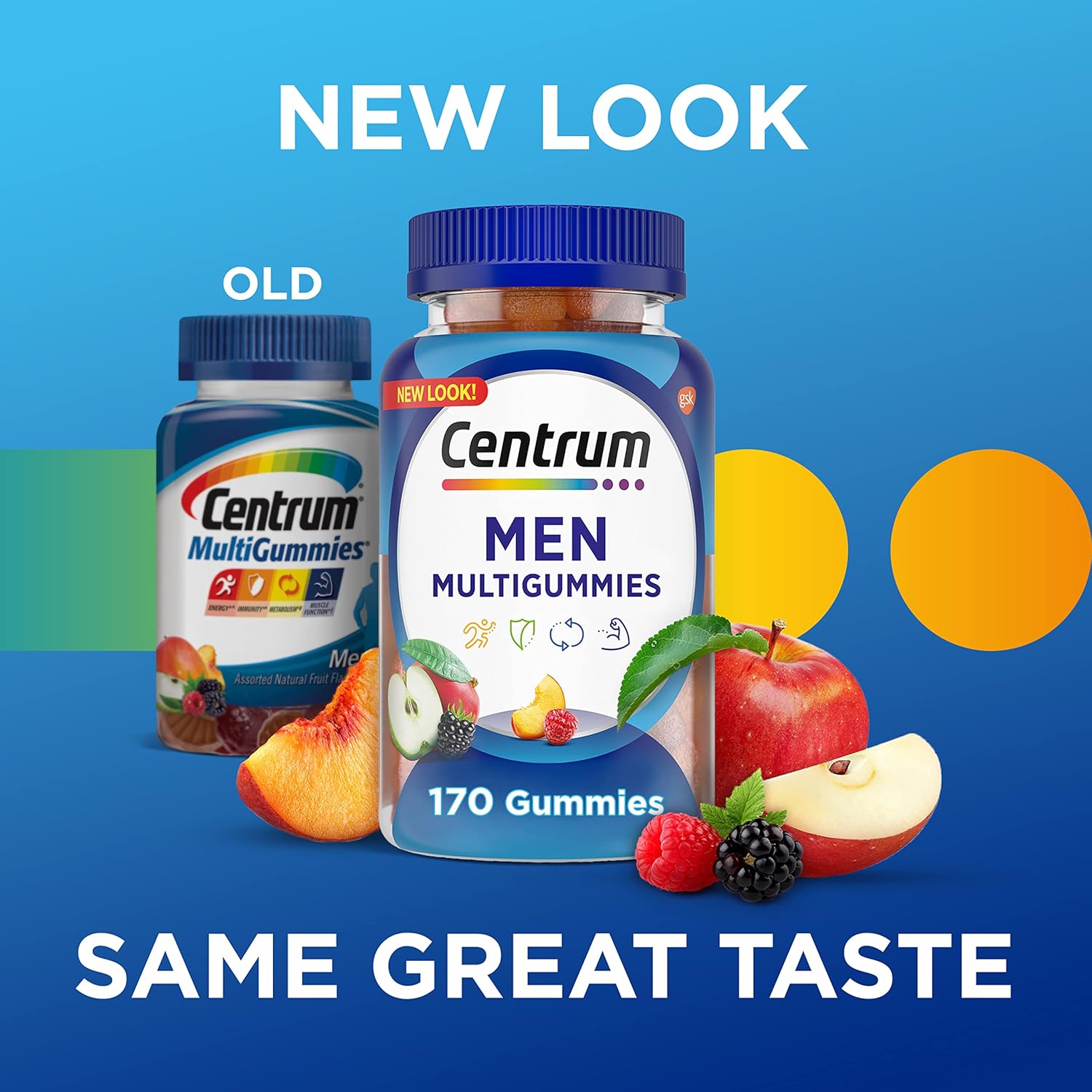 Centrum MultiGummies Gummy Multivitamin for Men, Multivitamin/Multimineral Supplement with Selenium, Antioxidants and Vitamin D3, Assorted Fruit Flavor - 170 Count : Health & Household