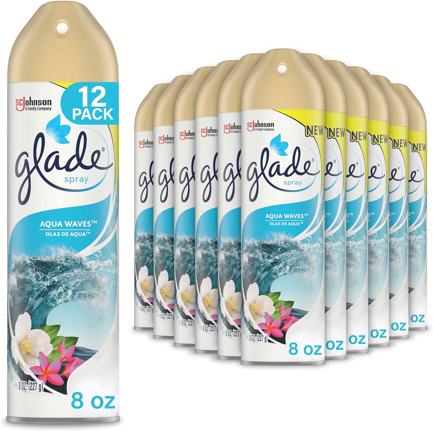 Glade Air Freshener, Room Spray, Aqua Waves, 8 Oz, 12 Count