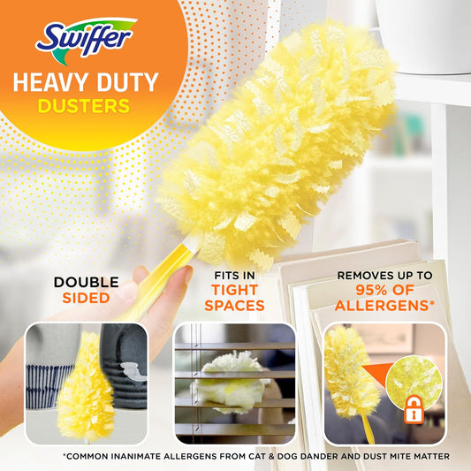 Swiffer Ceiling Fan Duster Super Extender Handle Starter Kit, 6 Heavy Duty Refills