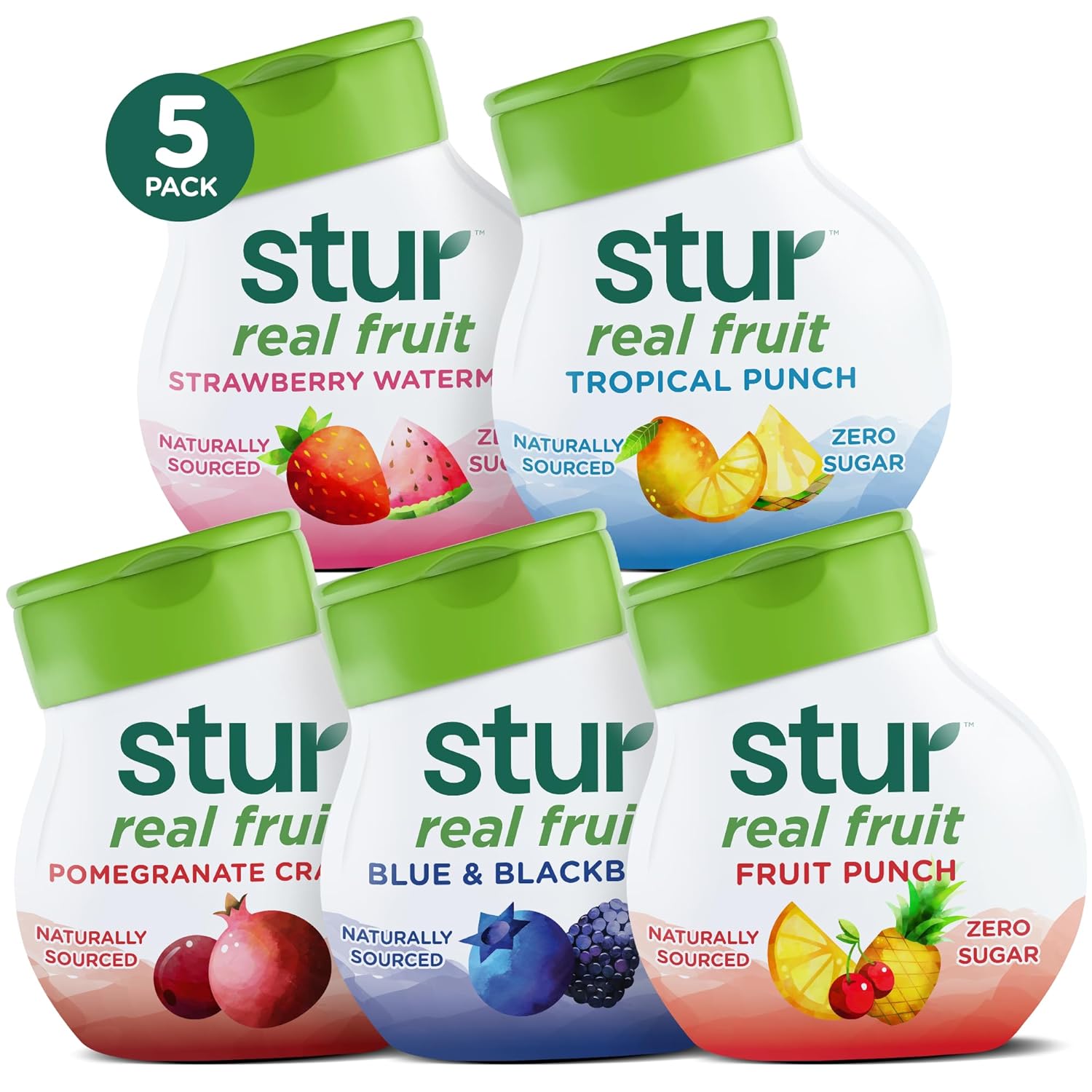 Stur Liquid Water Enhancer | Classic Variety Pack | Naturally Sweetened | High In Vitamin C & Antioxidants | Sugar Free | Zero Calories | Keto | Vegan | 5 Bottles, Makes 120 Drinks