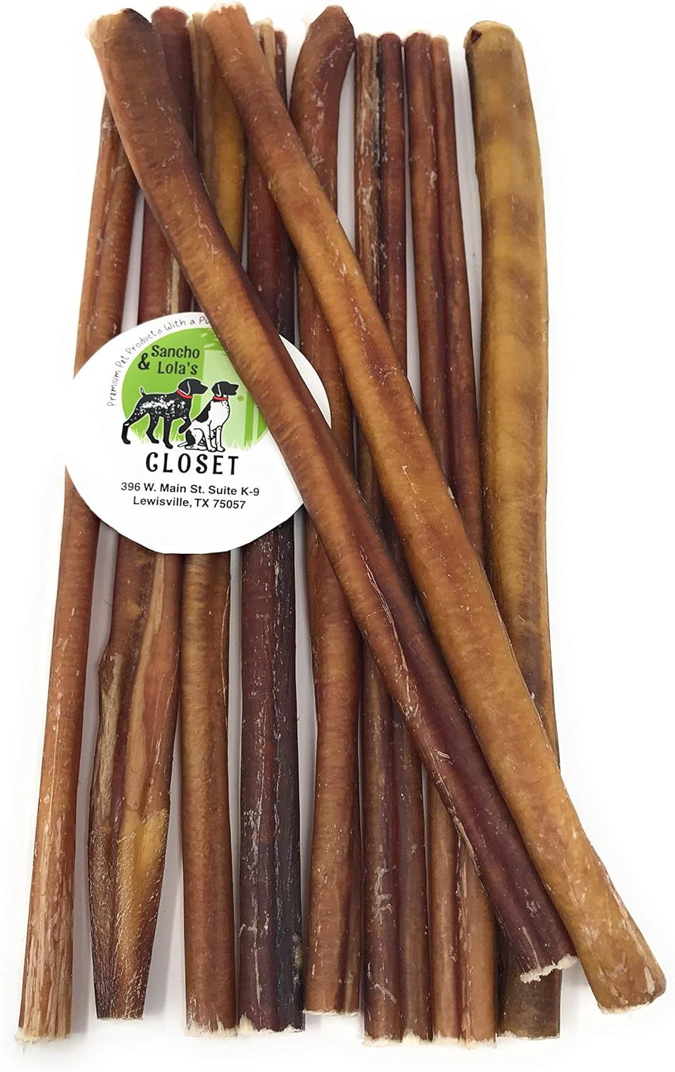 Sancho & Lola's Closet 12-inch Standard Bully Sticks for Dogs Made in USA- 20oz (10-11) Grain-Free All-Natural Dog Beef Pizzle Chews