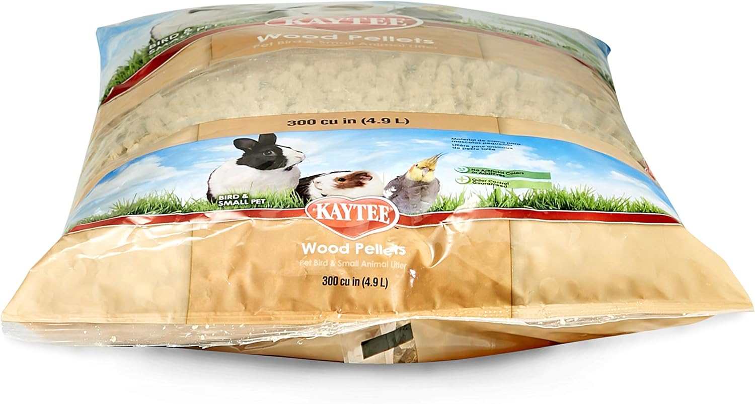 Kaytee Wood Pellets Pet Bird & Small Animal Litter for Ferrets, Guinea Pigs, Rats, Chinchillas, Hamsters, Gerbils, Rabbits, Mice, Hedgehogs and Dwarf Hamsters, 4.9 Liter, 8 Pound Bag : Bird Cage Litter And Bedding : Pet Supplies