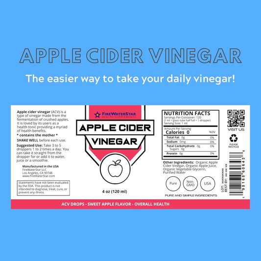 Fws Apple Cider Vinegar - Apple Flavored Acv Supplement Drops - Organic, Non-Gmo, Vegan, Keto - With Mother - Easy To Swallow Daily Vinegar - Supports Overall Health And Digestion - 4Oz