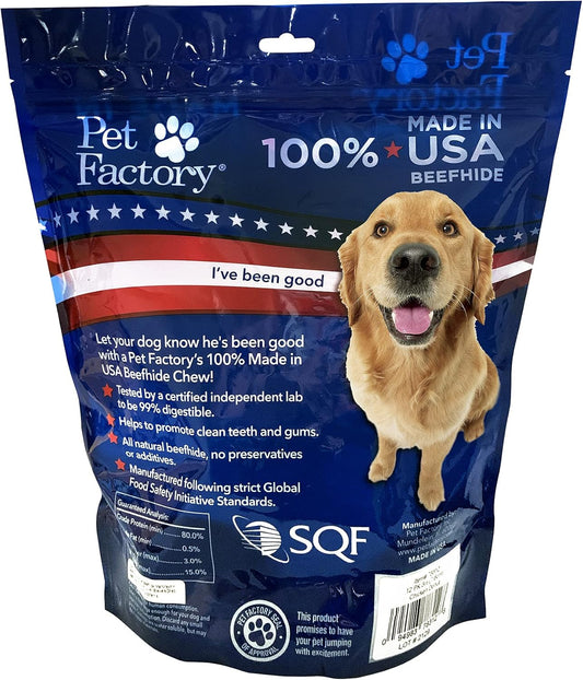 Pet Factory 100% Made In Usa Beefhide 3" Donuts Dog Chew Treats - Chicken Flavor, 12 Count/1 Pack