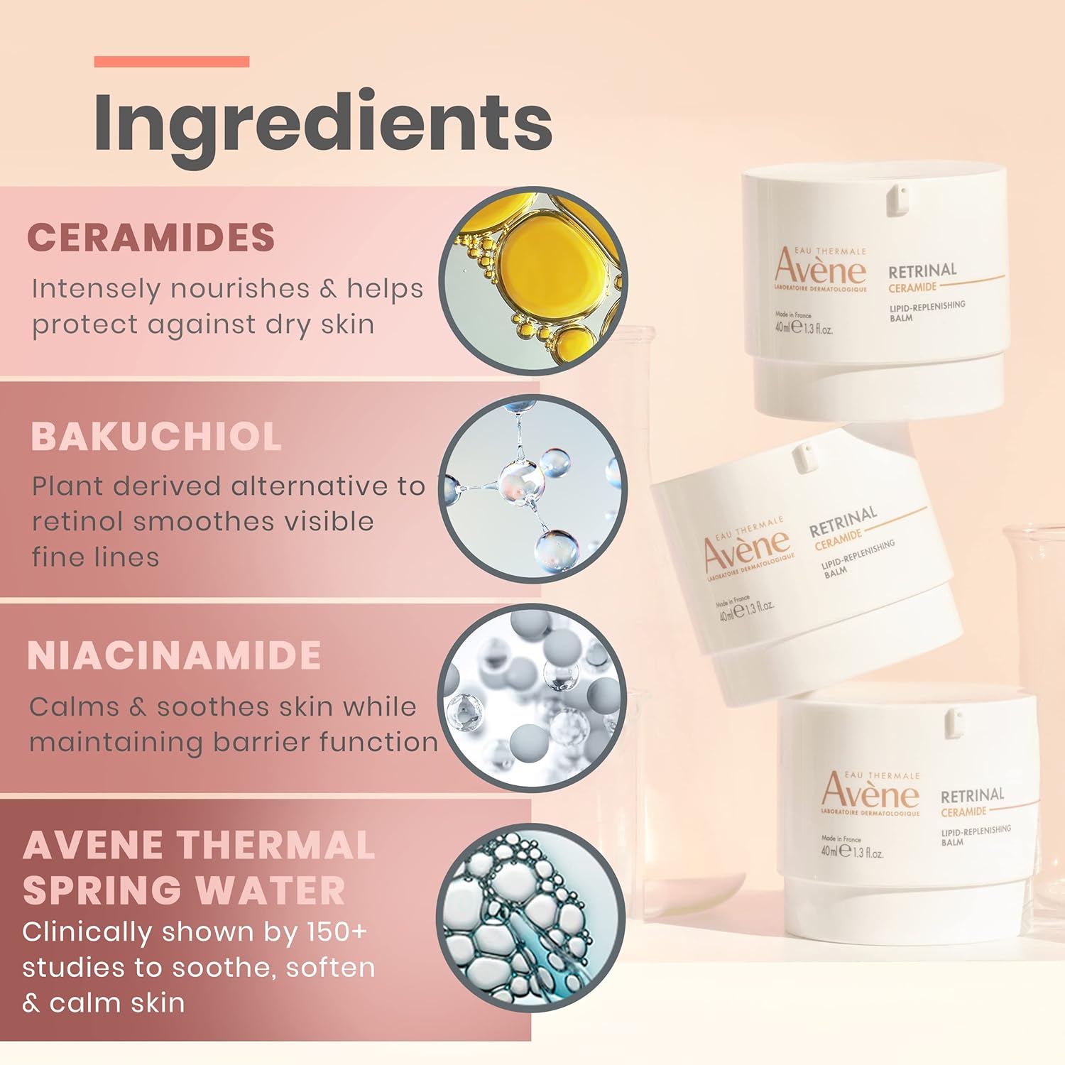 Avène Retrinal Ceramide Lipid-Replenishing Balm - Bakuchiol, Niacinamide, Ceramide Complex - Nourishes Skin & Helps Reduce Visible Wrinkles - 1.3 Fl Oz : Beauty & Personal Care