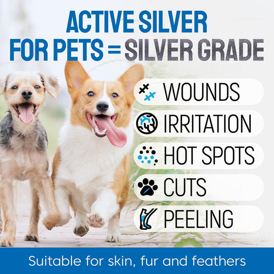 Wound Spray for Pets ? Colloidal Silver Wound and Skin Care for Dogs & Cats ? Helps with Rashes, Hot Spots, Itch, Scratching, Skin Irritation, Bites & Burns ? Safe if Licked (4 oz)