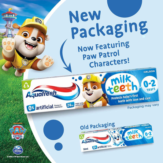 Aquafresh Milk Teeth Baby Toothpaste 0-2 Years, Toddler Toothpaste For Infants, Gentle Care For Milk Teeth, 50Ml