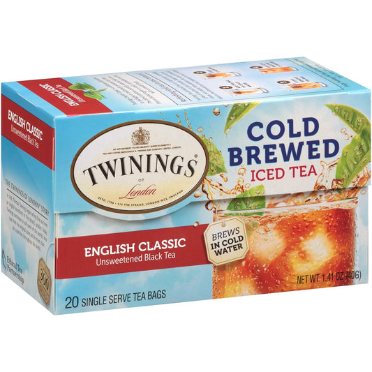 Twinings English Classic Cold Brewed Iced Tea Bags, 20 Count (Pack Of 6)