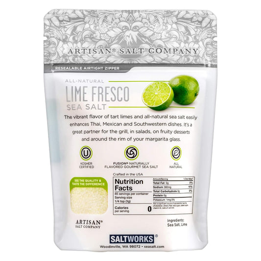 Artisan Salt Company Fusion Naturally Flavored Lime Fresco Sea Salt, Zip-Top Pouch, 3 Ounce