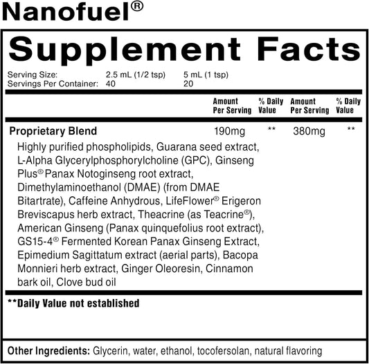 Quicksilver Scientific Nanofuel - Energy Support - Nootropic Formula Designed To Support Focus + Productivity (3.38Oz / 100Ml)