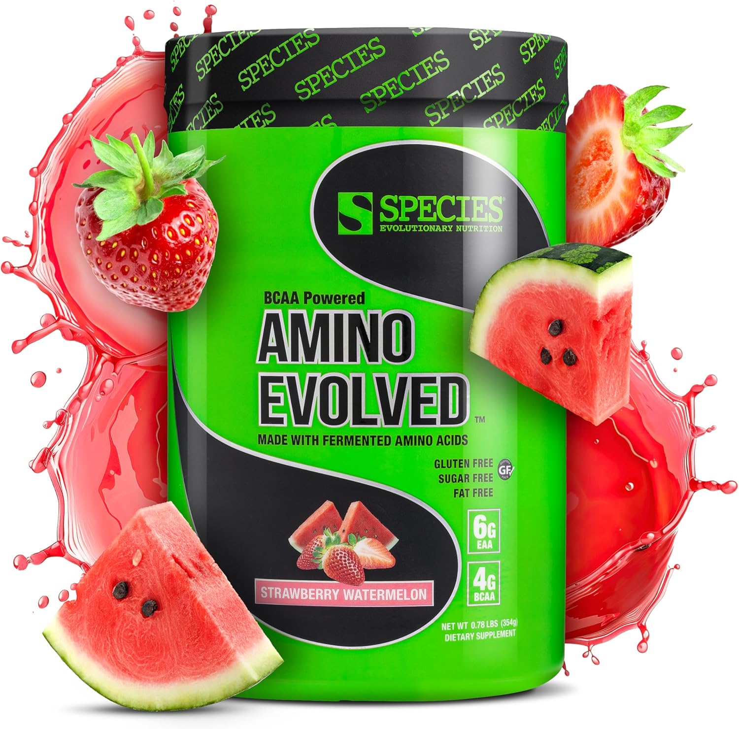 Species Nutrition Amino Evolved Eaa & Bcaa Powder, Fermented Branched Chain Amino Acids, Muscle Recovery & Endurance, Pre & Post Workout Supplement (Strawberry Watermelon, 30 Servings)