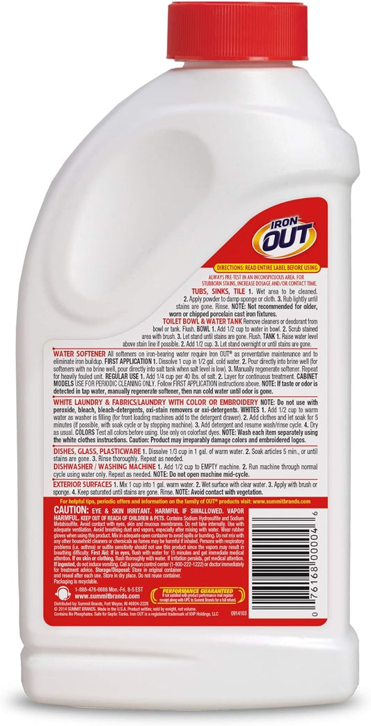 IRON OUT IO30N Rust Stain Remover Powder, 1 lb 12 oz Bottle, 2 Count