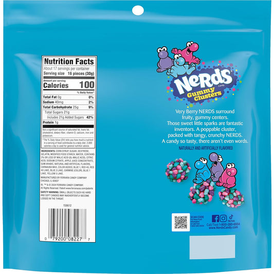 Nerds Gummy Clusters Candy, Very Berry, Resealable 18.5 Ounce Big Bag