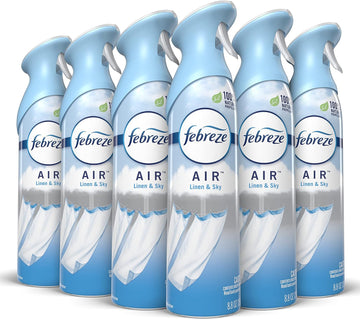 Febreze Air Freshener Spray and Odor Eliminator for Strong Odor, Linen & Sky Scent, 8.8 Oz (Pack of 6)