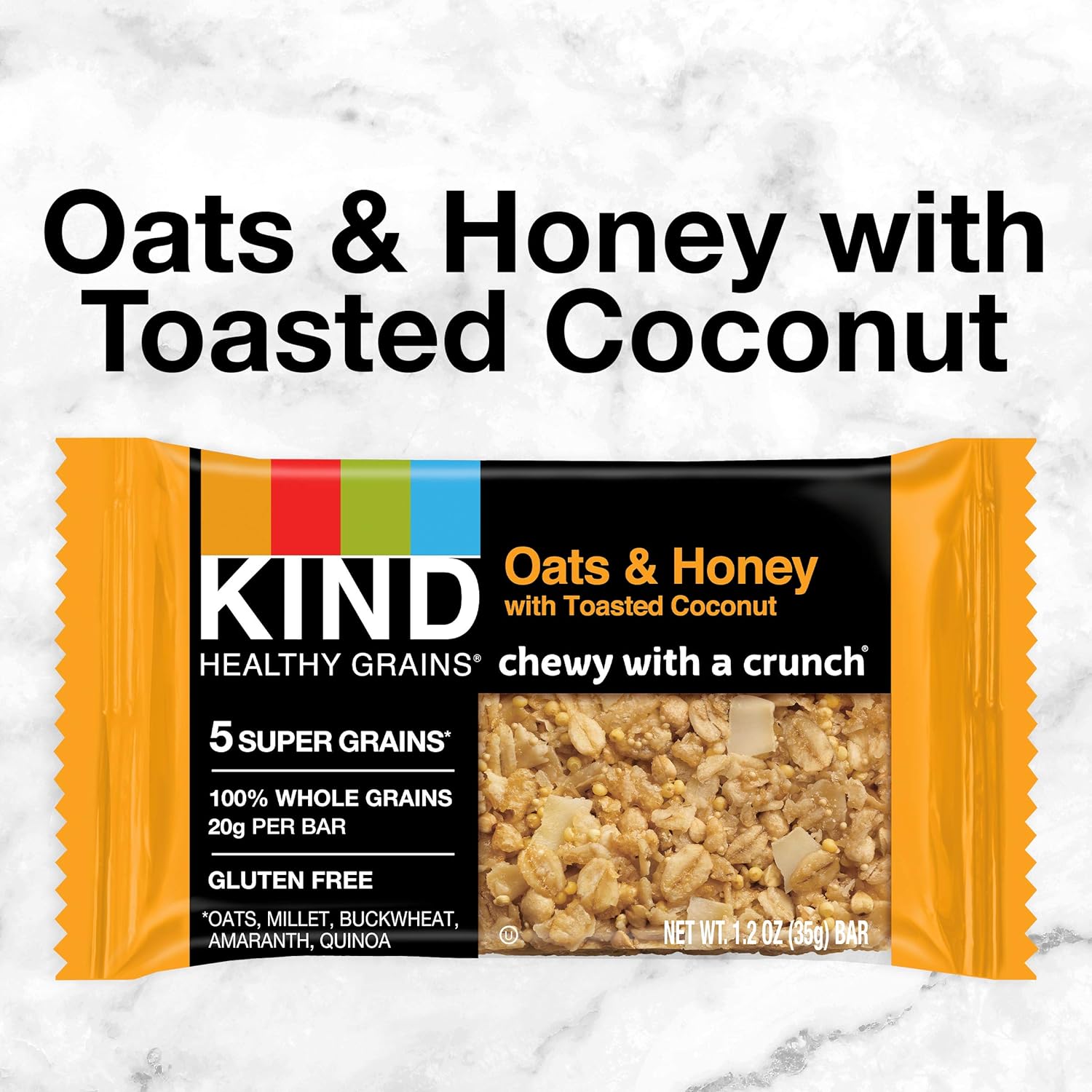 Kind Healthy Grains Bars, Oats & Honey With Toasted Coconut, Non Gmo, Gluten Free, 5 Count Per Pack, 6.2 Ounce