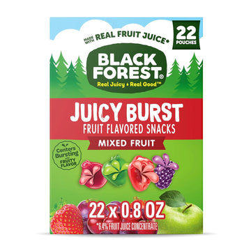 Black Forest, Juicy Burst, Fruit Flavored Snacks, Mixed Fruit Flavors, A Juicy Burst Of Natural Flavors, Made With Real Fruit Juice, School Snacks, 0.8 Oz 22 Ct