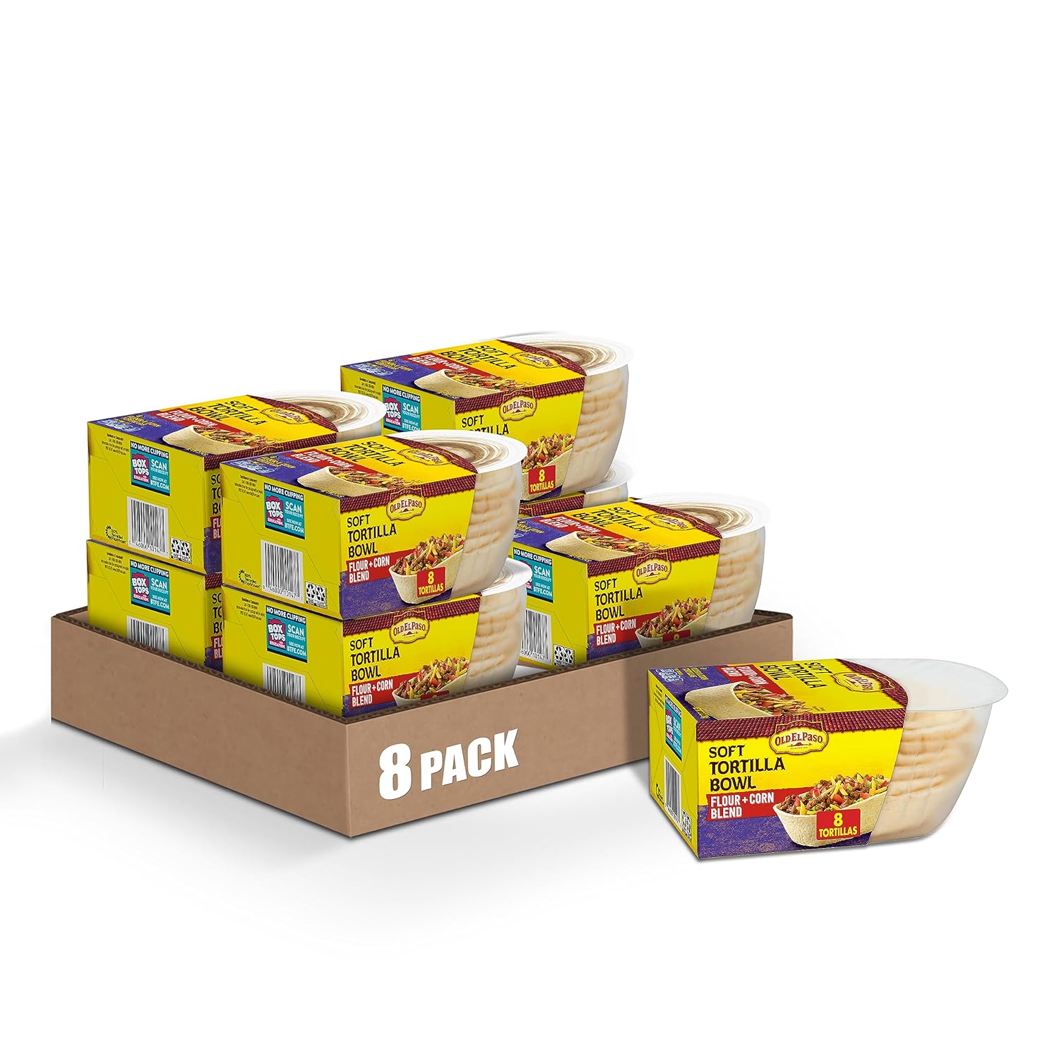 Old El Paso Soft Flour & Corn Blend Tortilla Bowls, 8 ct., 7.2 oz. (Pack of 8)