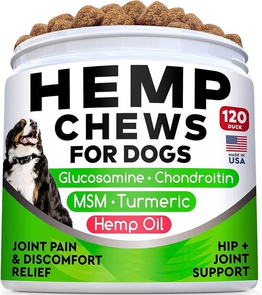 All-Natural Hemp Chews And Glucosamine For Dogs + Salmon Oil Omega 3 For Dogs - Advanced Hip & Joint Supplement + 32Oz Fish Oil - Allergy Relief - Itch Relief, Shedding - Skin And Coat Supplement