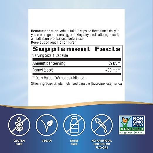 Nature's Way, Fennel Seed, 480 mg, 100 Veg.Capsules
