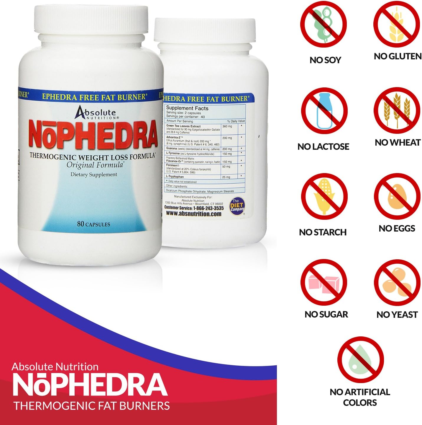 Absolute Nutrition Thermogenic Fat Burners, Nophedra Capsules, 80 Count Bottle : Health & Household