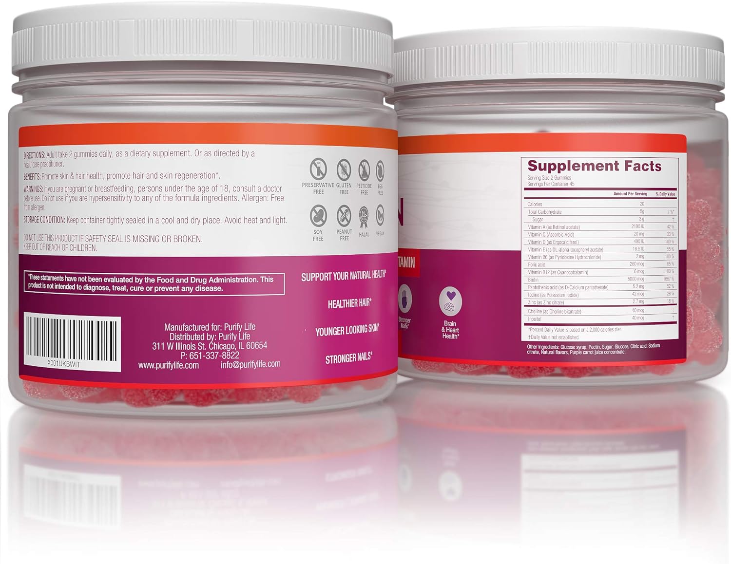 Everyday Hair Growth Optimizer - Vegan Biotin Gummies (90ct) Tasty Biotin Supplement for Women & Mens Thicker Hair - Nail Growth & Strengthener for Brittle Breaking Nails & Skin Health, Gluten-Free : Health & Household