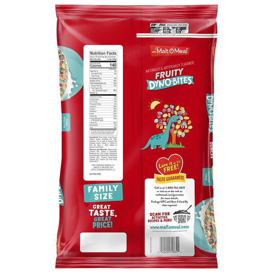 Malt-O-Meal Fruity Dyno Bites® Gluten Free Kids Breakfast Cereal, Family Size Bulk Bagged Cereal, 25 Ounce - 1 count
