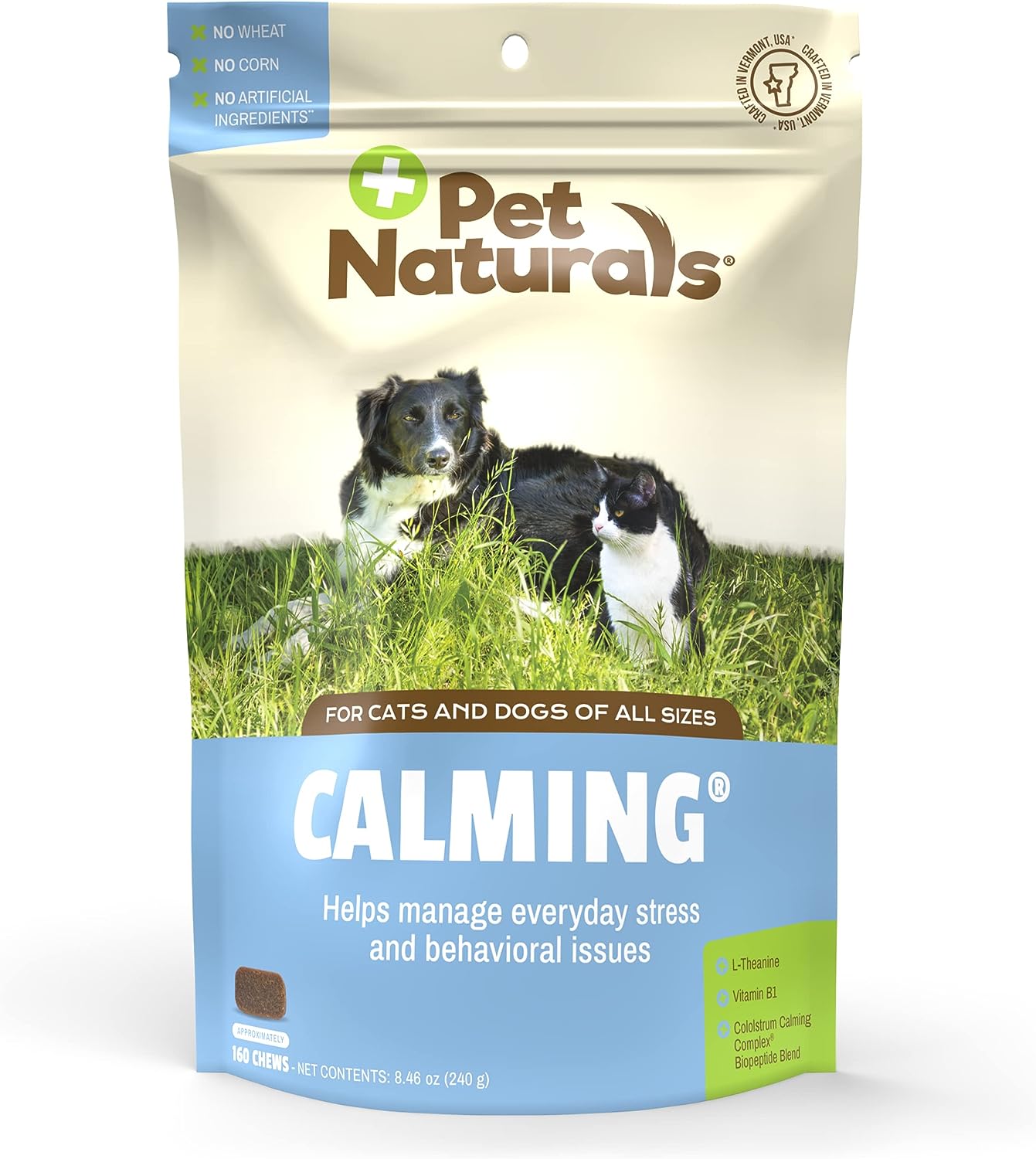 Pet Naturals of Vermont - Calming, Behavioral Support Supplement for Dogs and Cats, 160 Bite Sized Chews