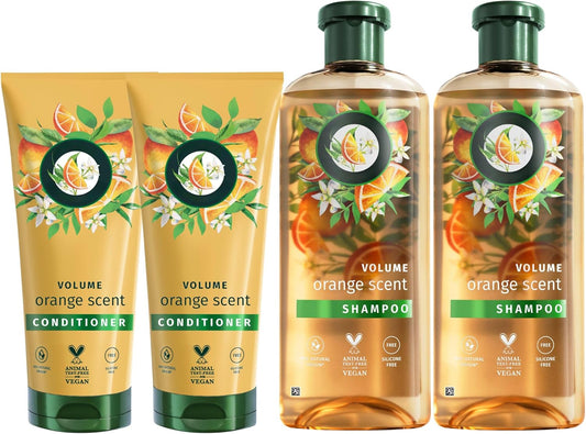 Orange Scented Volumising Shampoo 350Ml & Conditioner 250Ml - Silicone-Free Hair Care For Fine Hair, Boosts Body And Fullness