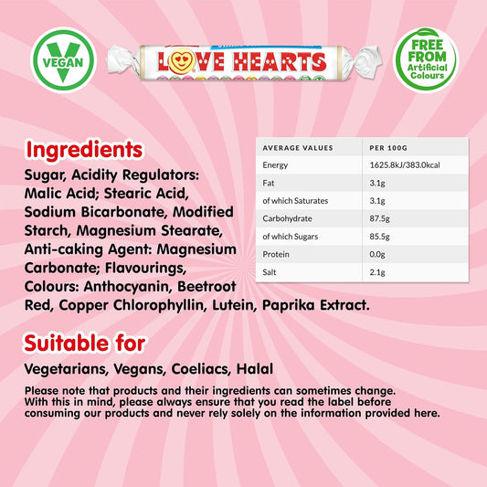 Swizzels Original Love Hearts - A Delicious And Fruity Selection Of Classic Candy Conversation Hearts 127G