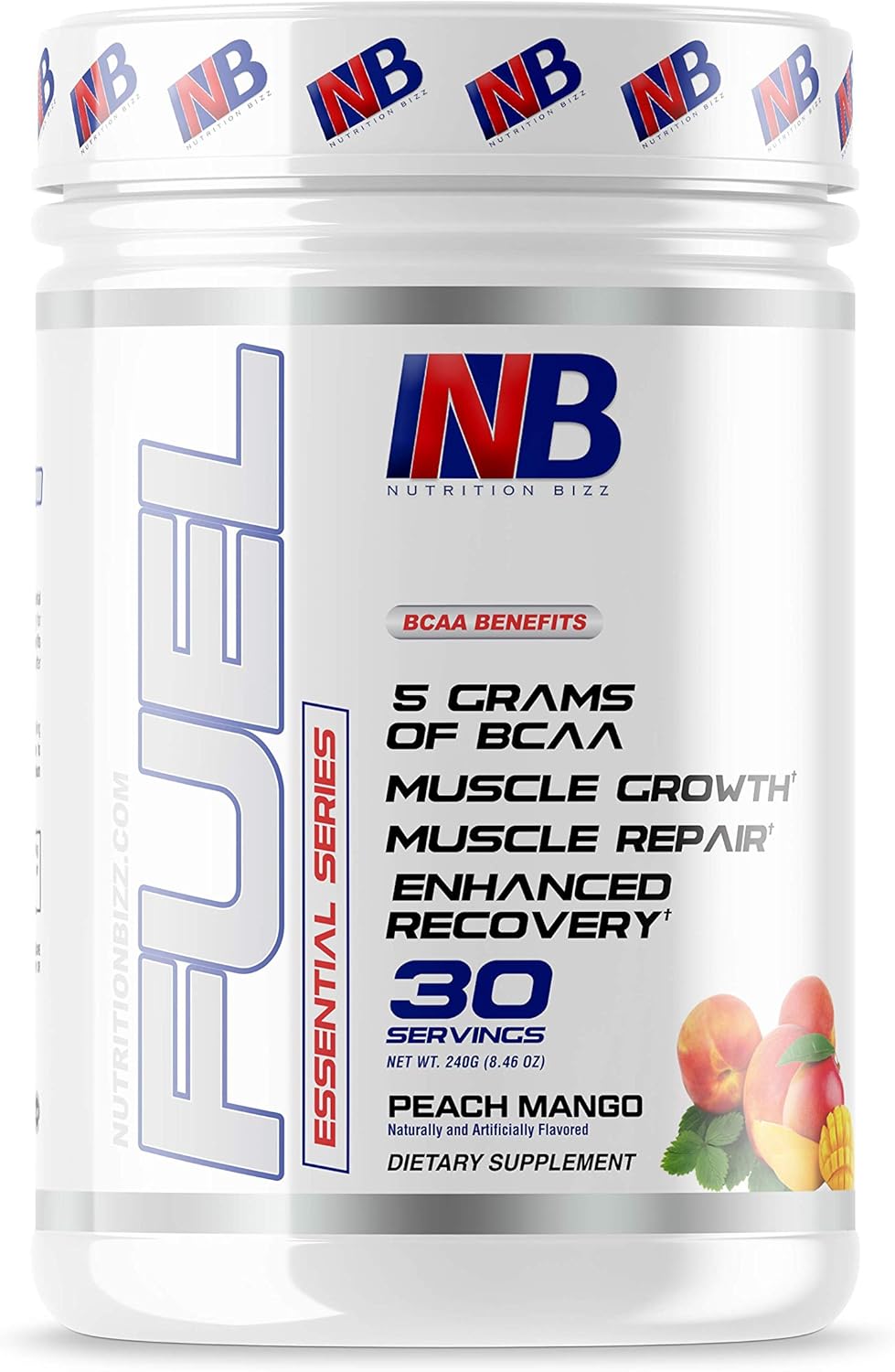 Bcaa Powder, 5 Grams Of Bcaas Amino Acids, Post Workout Recovery Drink For Muscle Building, Recovery, And Endurance, 30 Servings (Peach Mango)