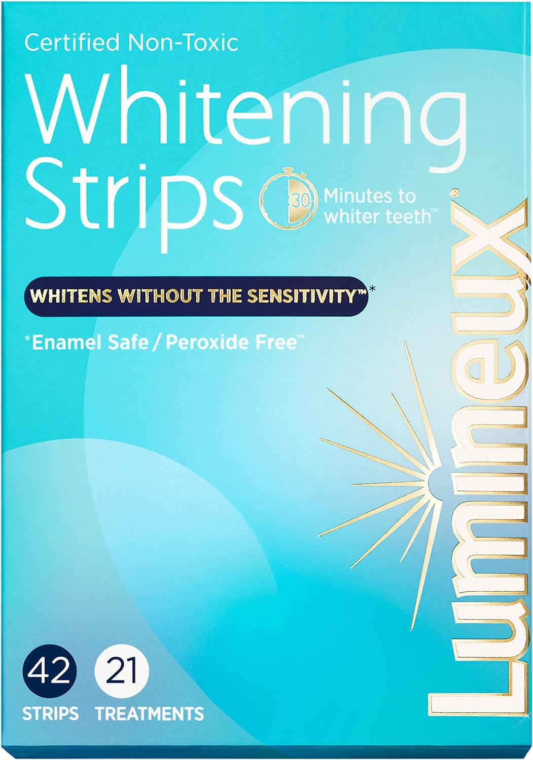 Lumineux Teeth Whitening Strips 21 Treatments – Peroxide Free - Enamel Safe for Whiter Teeth - Whitening Without The Sensitivity - Dentist Formulated and Certified Non-Toxic - Sensitivity Free