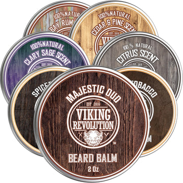 Viking Revolution Majestic Oud Beard Balm - Beard Butter With Argan Oil, Beard Softener For Men With Jojoba Oil - Beard Moisturizer For Men With Beeswax - Beard Wax For Men (2Oz, 1 Pack)