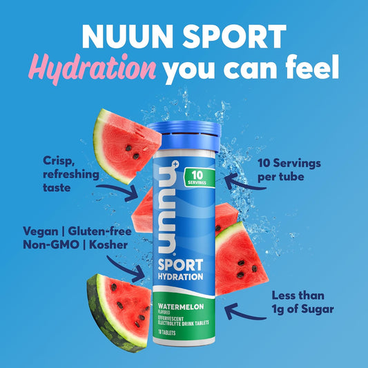 Nuun Sport Electrolyte Tablets For Proactive Hydration, Watermelon, 4 Pack (40 Servings)