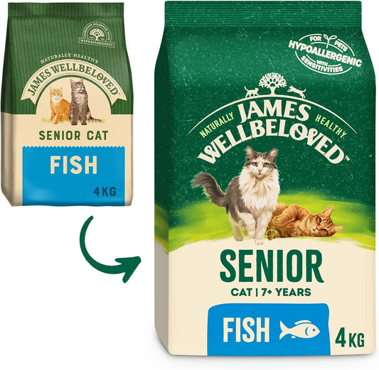 James Wellbeloved Senior Fish 4 kg Bag, Hypoallergenic Dry Cat Food?401881