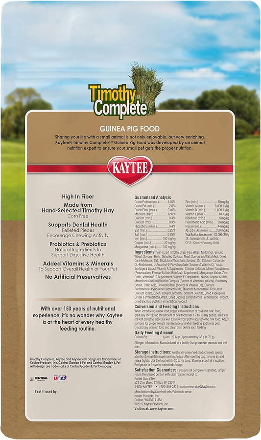 Kaytee Timothy Complete Pet Guinea Pig Food, 5 Pound