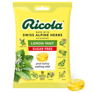 Ricola Sugar-Free Herb Throat Drops, Lemon-Mint, 19 ct