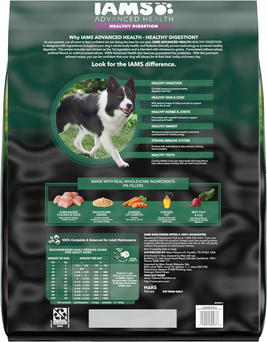 IAMS Advanced Health Healthy Digestion Adult Dry Dog Food with Real Chicken, 36 lb. Bag