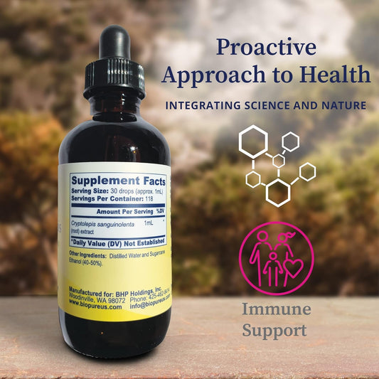 Biopure Cryptolepis Herbal Tincture – Potent Botanical Extract Of Cryptolepis Sanguinolenta For Immune Support, Microbiome Balance, And Gastrointestinal Health - 4 Fl Oz
