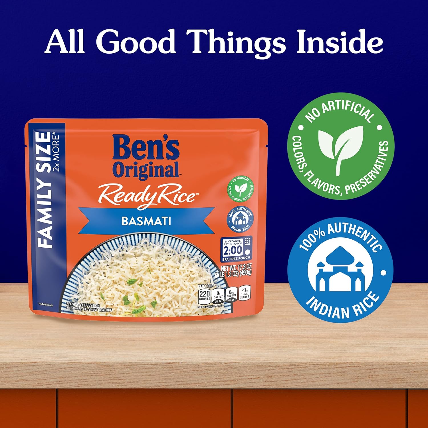 BEN'S ORIGINAL READY RICE Basmati Rice, Family Size, 17.3 OZ Pouch (Pack of 6) : Everything Else