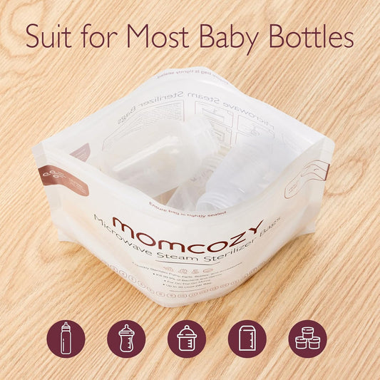 Momcozy Larger Microwave Steam Sterilizer Bags, 8 Count Travel Sterilizer Bags For Breast Pump Parts/Baby Bottle, 20 Uses Per Bag, Breastpump Accessories For Momcozy S9 Pro/S12 Pro/V1/V2, Not For M5