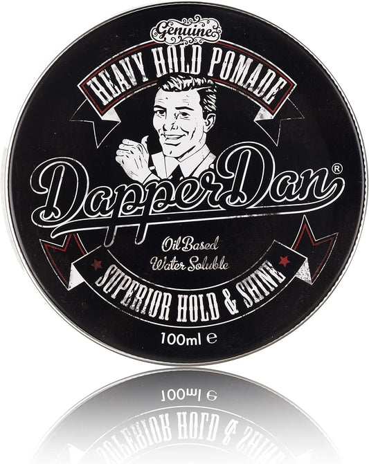 Dapper Dan Heavy Hold Pomade For Men, Strong Hold And High Shine Mens Hair Styling Product, Oil Based, Water Soluble, Liquorice And Vanilla Scent, 2 X 100 Ml