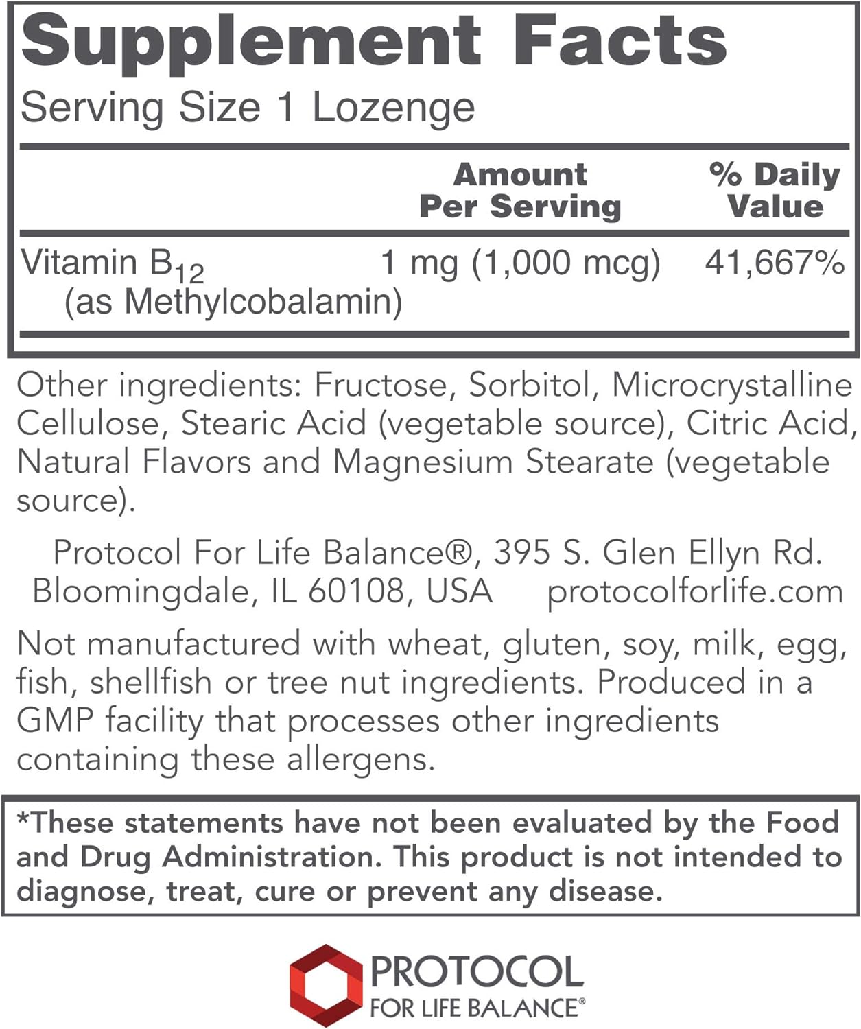 Protocol Methyl B12 1,000mcg - Vitamin B12 for Homocysteine Metabolism* - Supports Brain Health & Healthy Nervous System* - Kosher, Halal & Vegan - 100 Lozenges