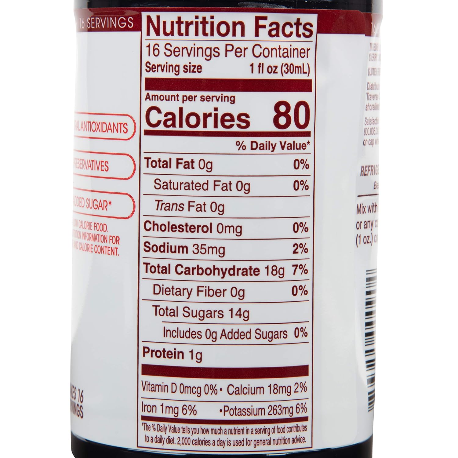 Cherry Bay Orchards Tart Cherry Concentrate (32 Oz Case Of 6) All Natural Juice To Promote Healthy Sleep, Gluten Free, No Added Sugar Or Perservatives : Grocery & Gourmet Food