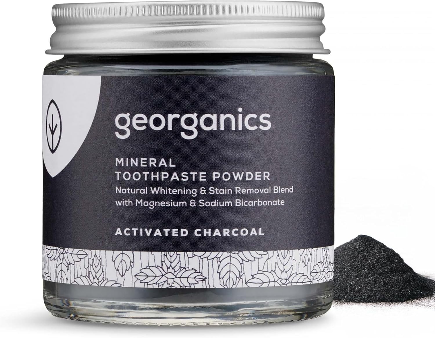Georganics Mineral Toothpaste Powder - Activated Charcoal Stain Removing & Teeth Whitening Powder - 100% Natural - Sls, Glycerine & Fluoride Free - Certified Natural, Vegan And Cruelty-Free - 120Ml