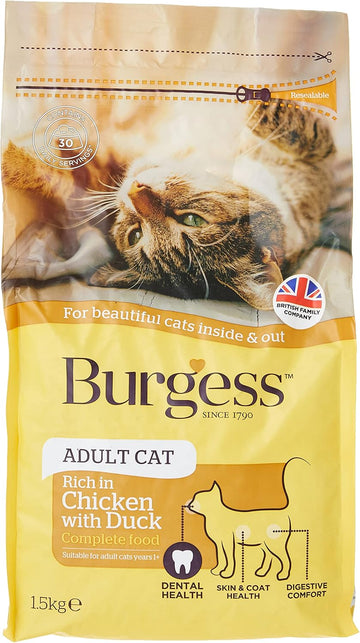 Burgess Adult Cat Food British Chicken and Duck - 1.5 kg, Brown?FC00004J