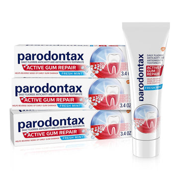 Parodontax Active Gum Repair Toothpaste, Toothpaste To Help Reverse Signs Of Early Disease For Health, Fresh Mint Flavored - 3.4 Oz X 3