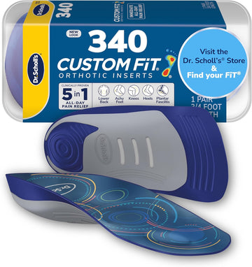 Dr. Scholl’S Custom Fit Orthotics 3/4 Length Inserts Cf 340, 5-In-1 All-Day Pain Relief For Feet, Lower Back, Knees, Heel & Plantar Fasciitis, Arch Support Shoe Insoles For Men Women, Fsa Hsa Eligible