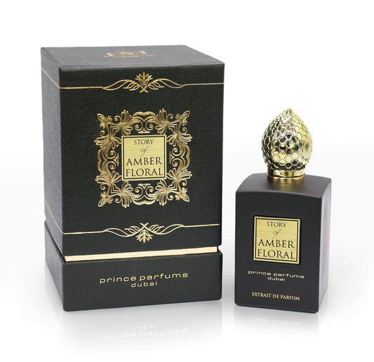 The Story Of Amber Floral By Prince Parfums Dubai - 3.4 Ounces Women'S Extrait De Parfum - Enchanting Essence Of White Florals, Jasmine, & Bulgarian Rose - Luxurious Vanilla & Sandalwood Symphony