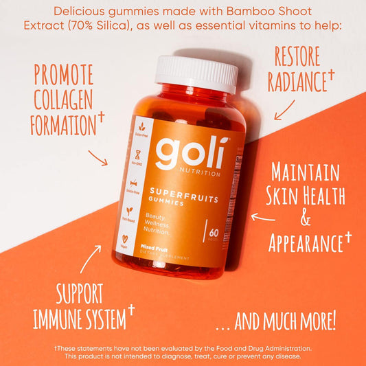 Goli Nutritional Supplement, Superfruits Beauty Gummy Vitamin - 120 Count - Collagen-Promoting Ingredients - Mixed Fruit, Vegan, Plant-Based, Non-Gmo, Gluten & Gelatin Free